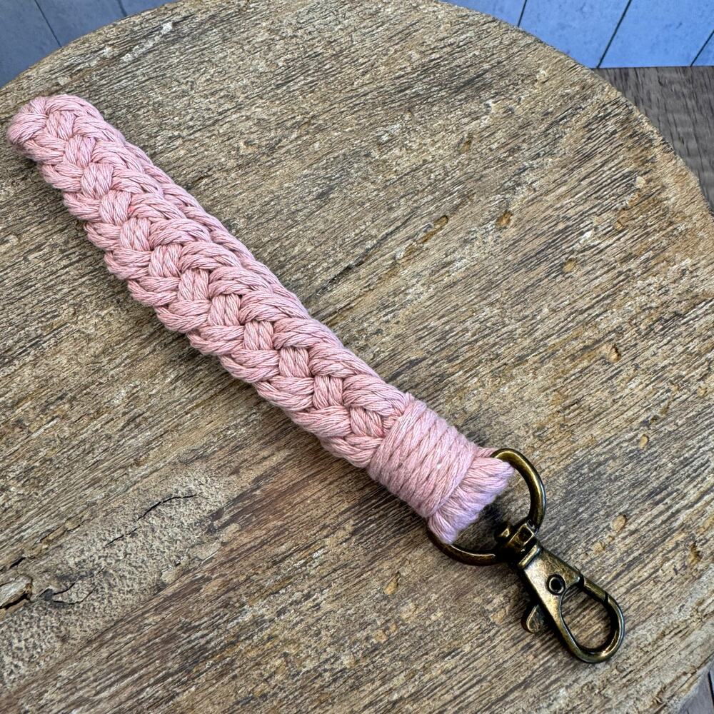Pink Wristlet Purse Strap Macrame Pink Bag Charm 6 in Keychain Accessory NEW